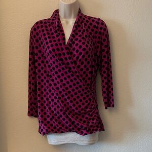 Polka Dot Wrap Top - Pink and Black